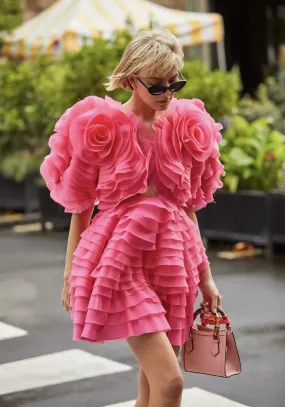 Aje Amour Ruffle Mini Dress Pink Size 8