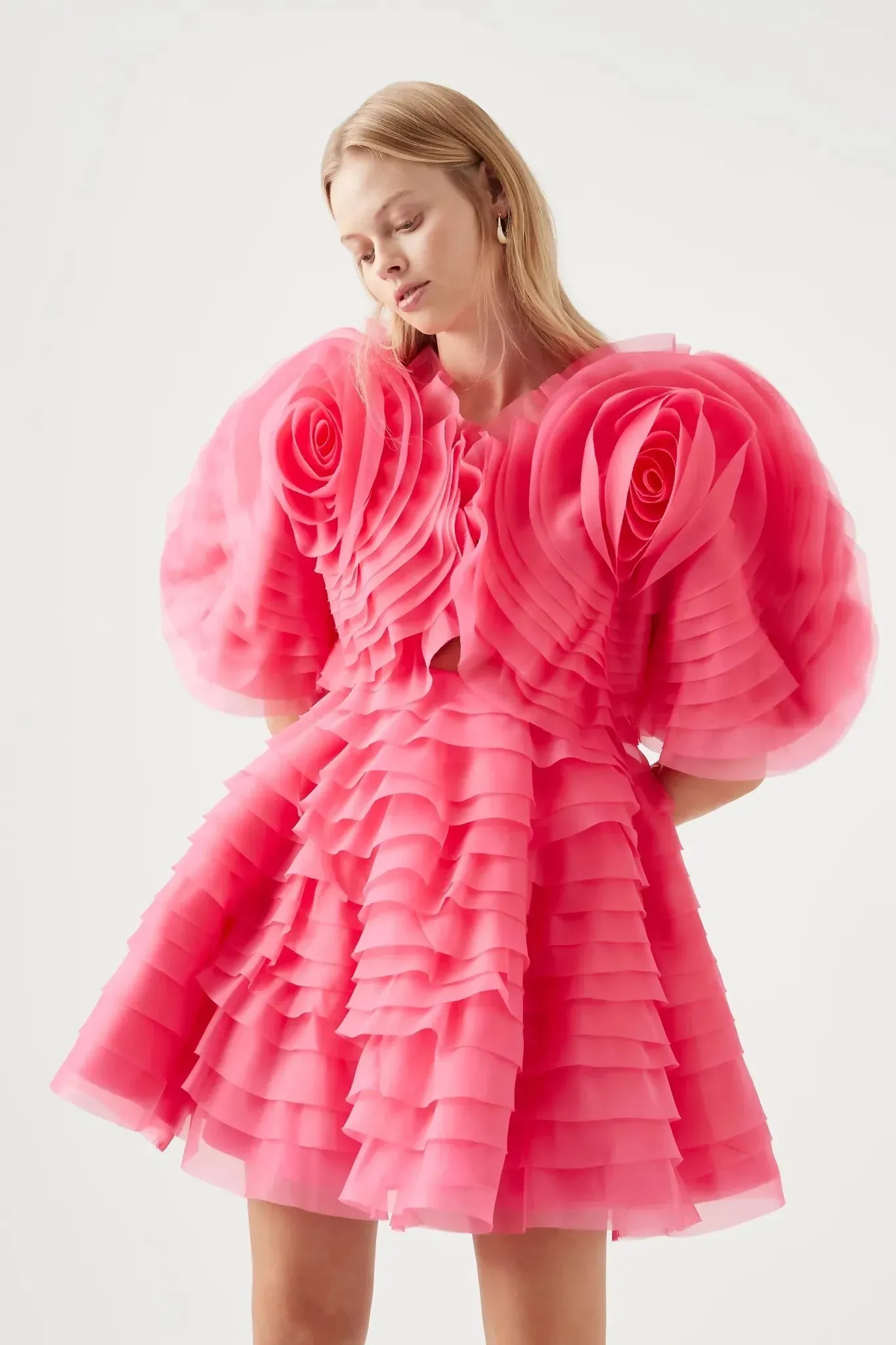 Aje Amour Ruffle Mini Dress Pink Size 8