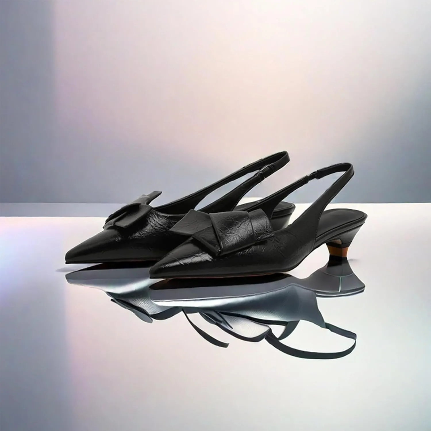 AOSPHIRAYLIAN Kitten Heels for Women Sandals Black Heels Women's Pumps Low Heel Dress Shoes for Women Wedding Slingback Heels Pointed Toe Heels