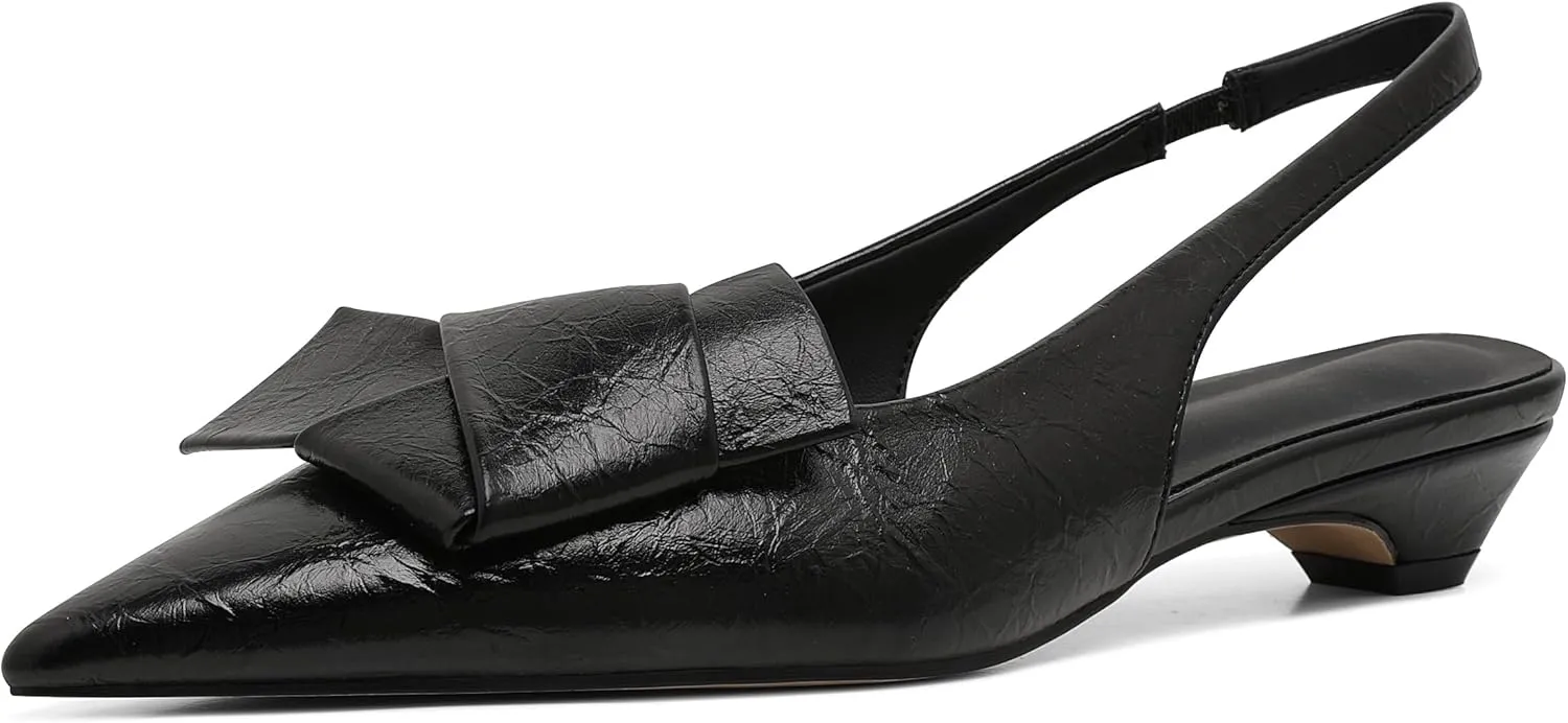 AOSPHIRAYLIAN Kitten Heels for Women Sandals Black Heels Women's Pumps Low Heel Dress Shoes for Women Wedding Slingback Heels Pointed Toe Heels