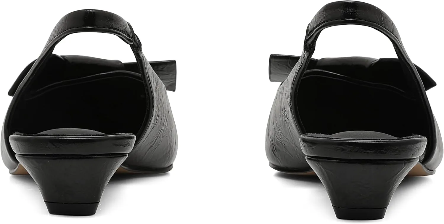 AOSPHIRAYLIAN Kitten Heels for Women Sandals Black Heels Women's Pumps Low Heel Dress Shoes for Women Wedding Slingback Heels Pointed Toe Heels