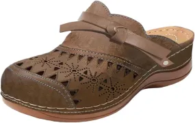 Clogs Wide Width Wedge Sandals Hollow Out Closed Toe Slip On Slippers Arch Support Women Toe Ring Sandals Crystal