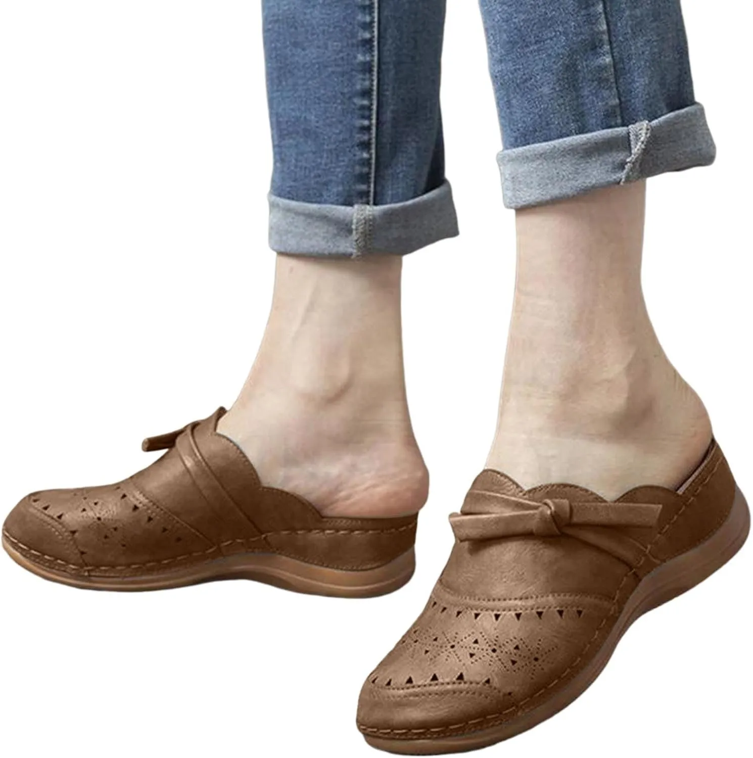 Clogs Wide Width Wedge Sandals Hollow Out Closed Toe Slip On Slippers Arch Support Women Toe Ring Sandals Crystal