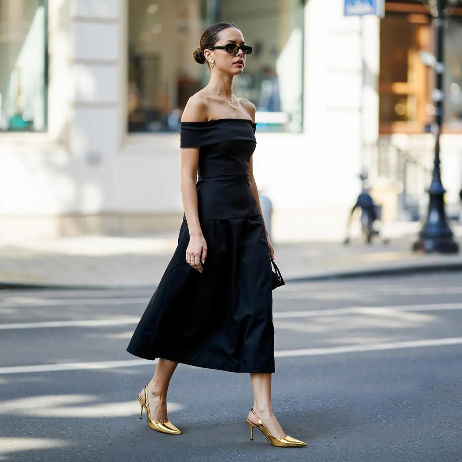 DREAMCIA Women's Pumps Slingback Heels Pointed Toe Sling Back Kitten Heels Women Metallic Slingback Pumps Bride Dresses Wedding Shoes