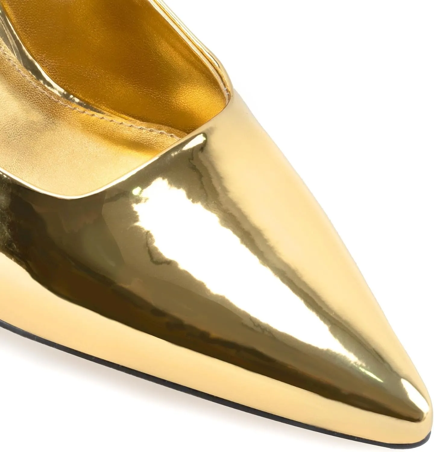 DREAMCIA Women's Pumps Slingback Heels Pointed Toe Sling Back Kitten Heels Women Metallic Slingback Pumps Bride Dresses Wedding Shoes