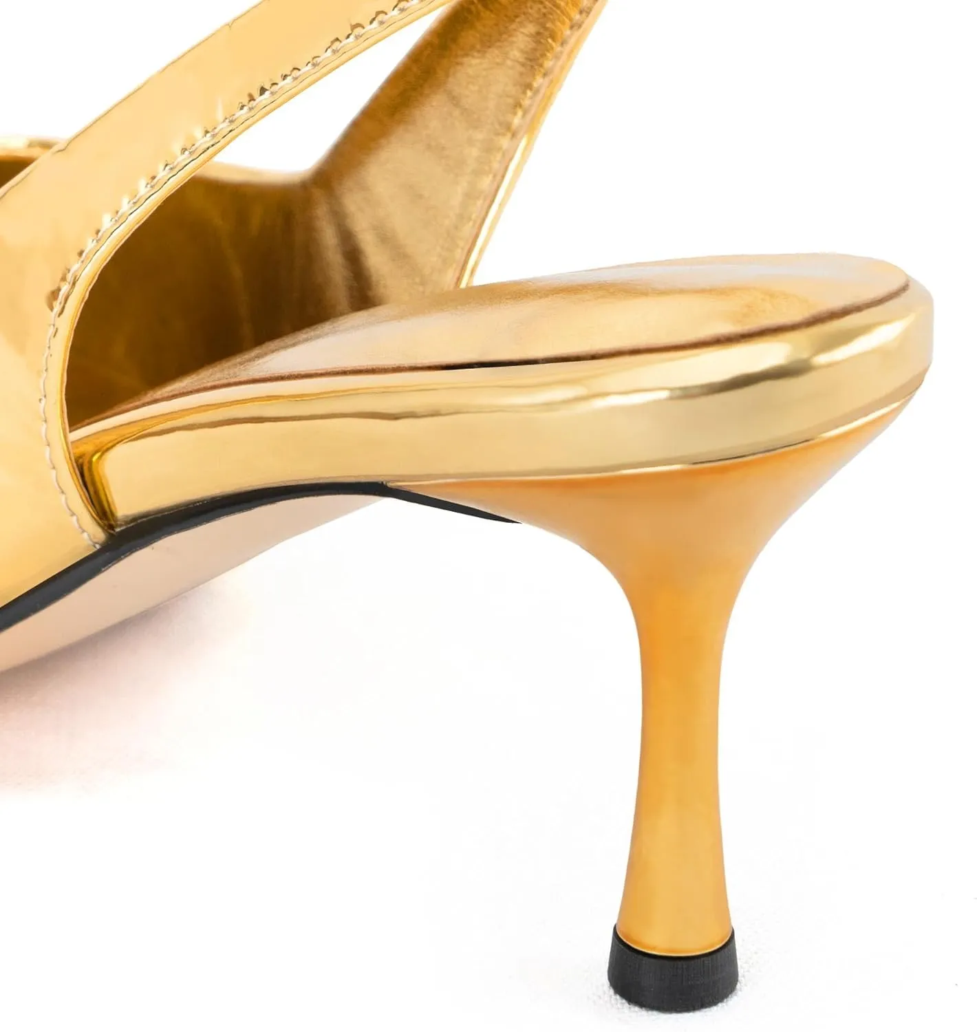DREAMCIA Women's Pumps Slingback Heels Pointed Toe Sling Back Kitten Heels Women Metallic Slingback Pumps Bride Dresses Wedding Shoes