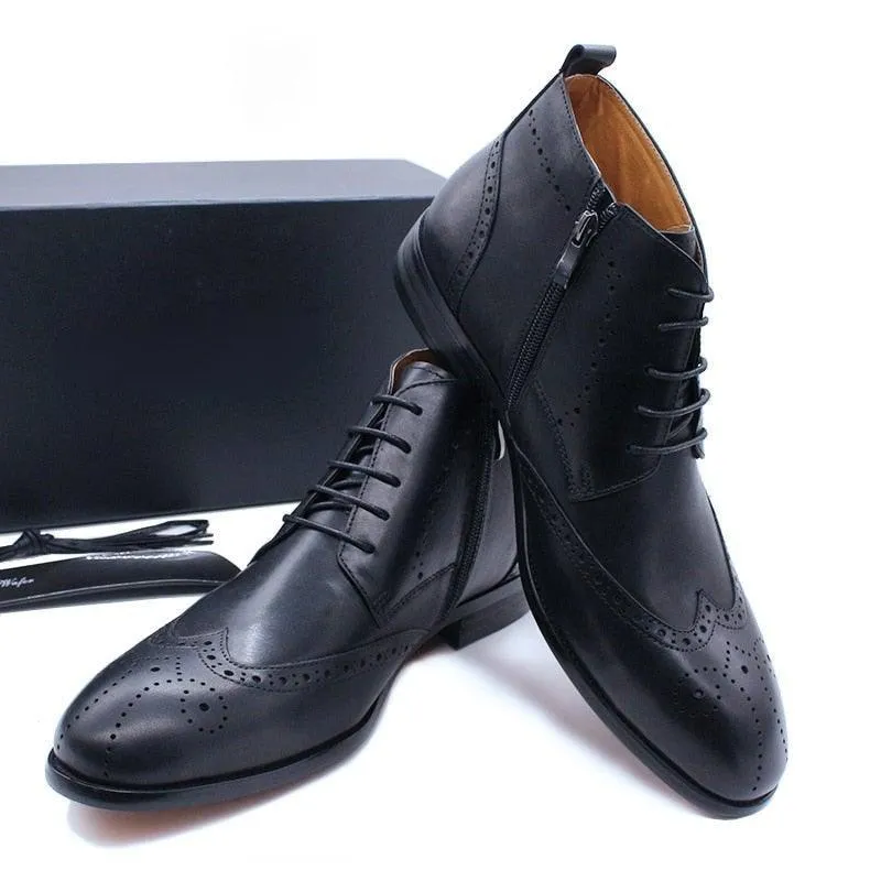 DW Men's Luxurious  Genuine Leather Ankle Boots