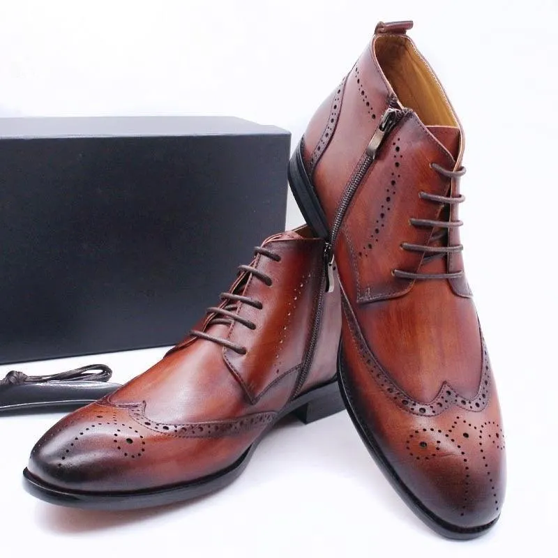 DW Men's Luxurious  Genuine Leather Ankle Boots