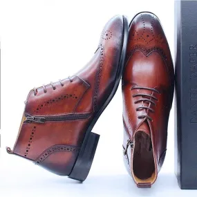 DW Men's Luxurious  Genuine Leather Ankle Boots