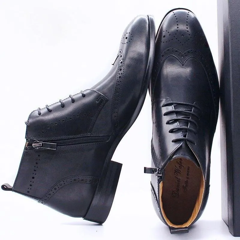 DW Men's Luxurious  Genuine Leather Ankle Boots
