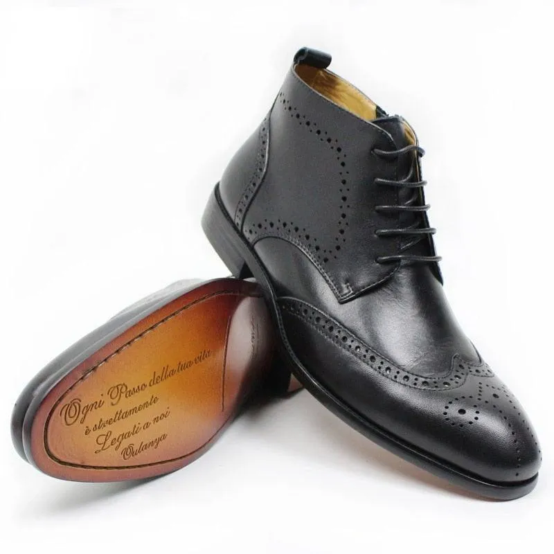 DW Men's Luxurious  Genuine Leather Ankle Boots