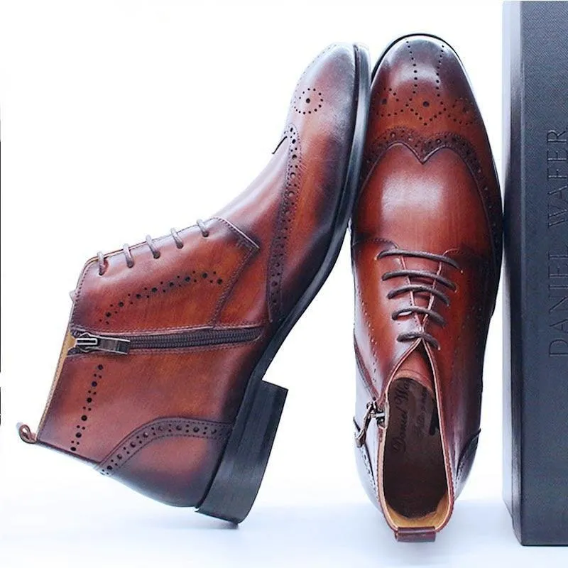 DW Men's Luxurious  Genuine Leather Ankle Boots