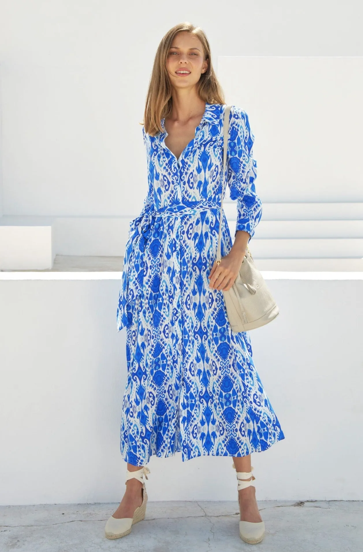 Eliza EcoVero™ Shirt Dress | Blue/White