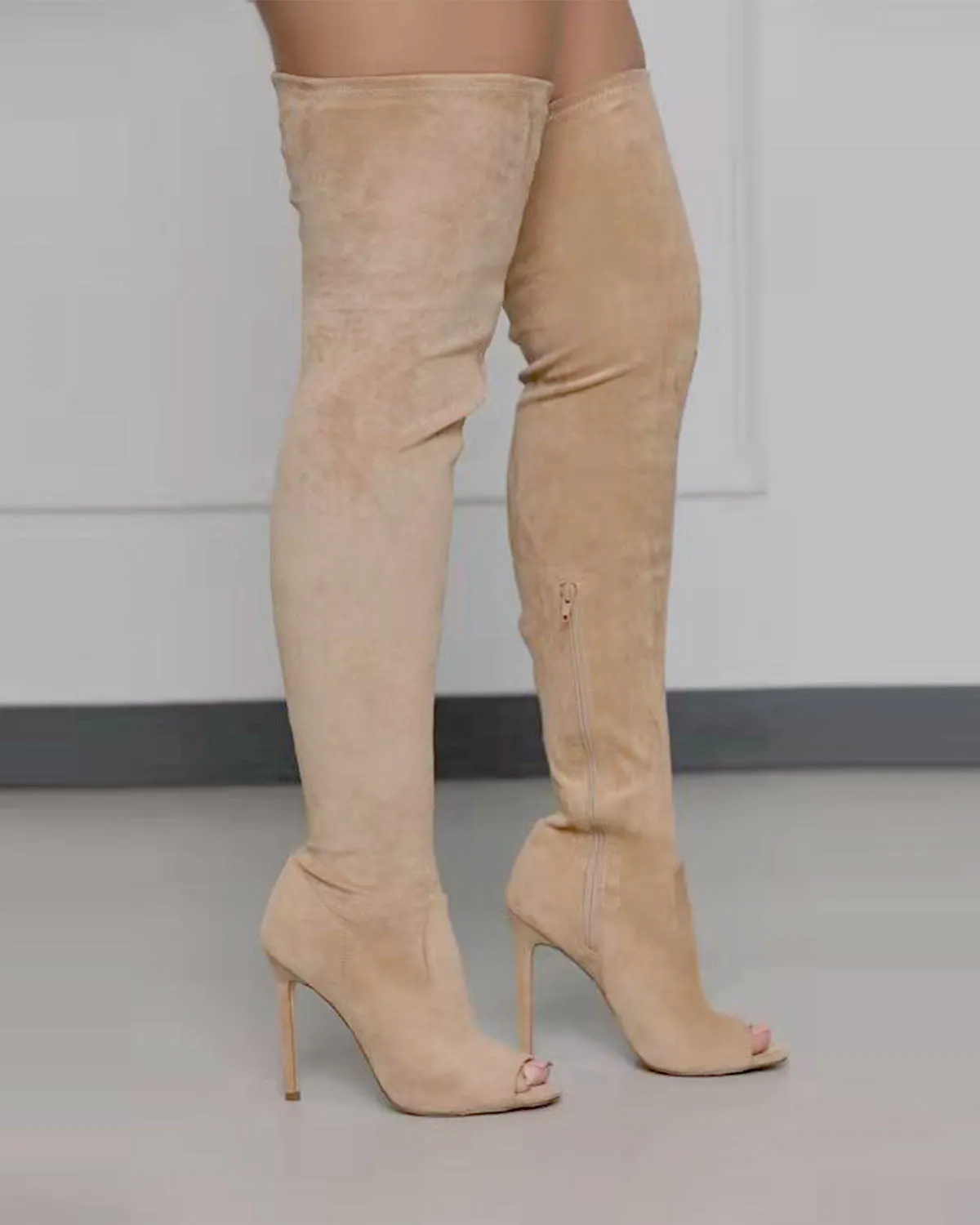 elveswallet Side zipper high heel over-the-knee stretch boots