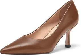 FOGEENA Womens Casual Pointed Toe Office Matte Slip On Stiletto High Heel Pumps Shoes 2.5 Inch