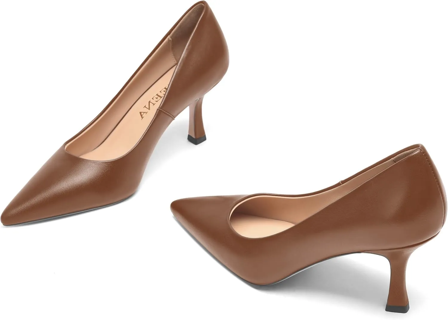 FOGEENA Womens Casual Pointed Toe Office Matte Slip On Stiletto High Heel Pumps Shoes 2.5 Inch