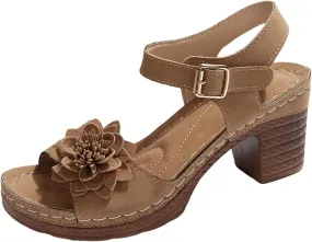 for Women 2025 Chunky Heel Retro Sandals with Adjustable Buckle Fashion Platform Block Heels