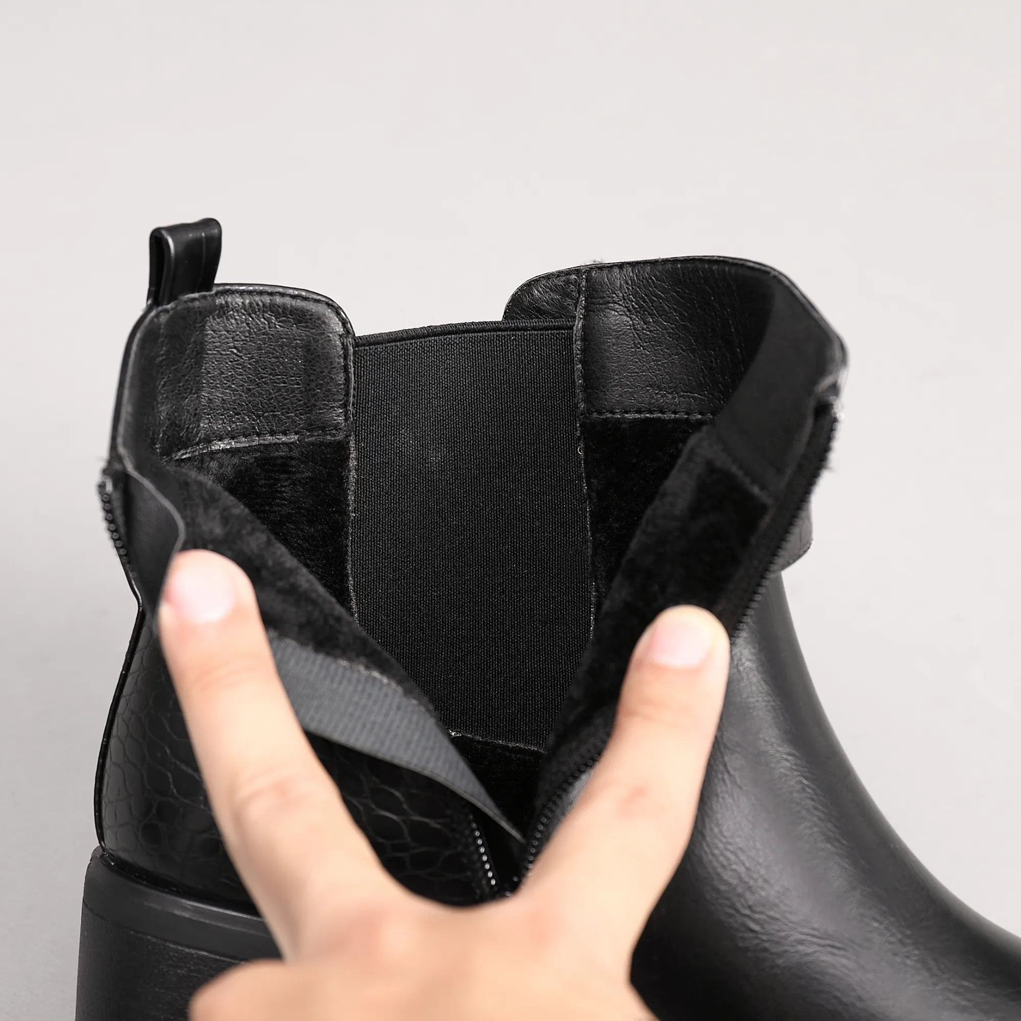 IVACHY Fashion Chic Boots Mock Croc- A2351 BLACK