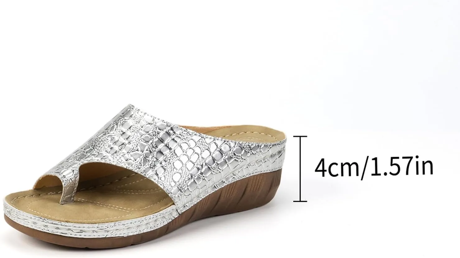 Ladies Summer Casual Bright Leather Solid Color Large Size Slope Heel Thick Bottom Beach Sandals Yoga Max Sandals