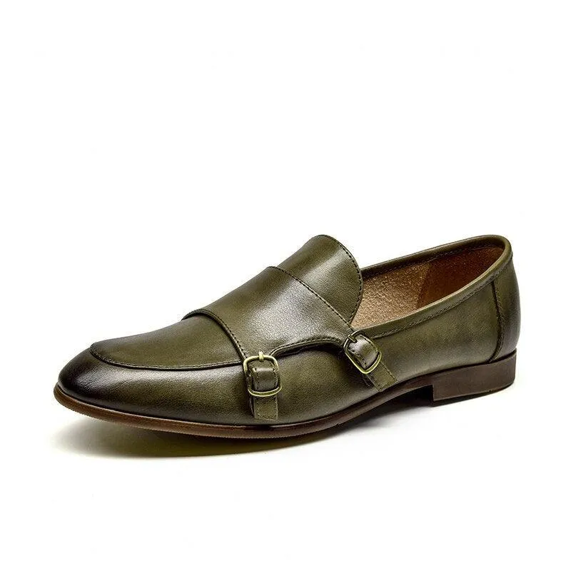 Leather Monk Strap Women Loafers