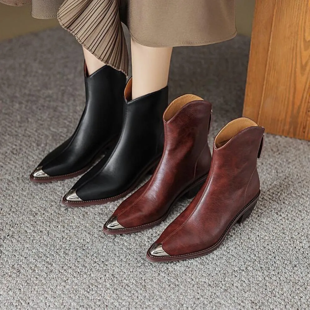 Light Luxury Metallic Toe Pointed Toe Boots