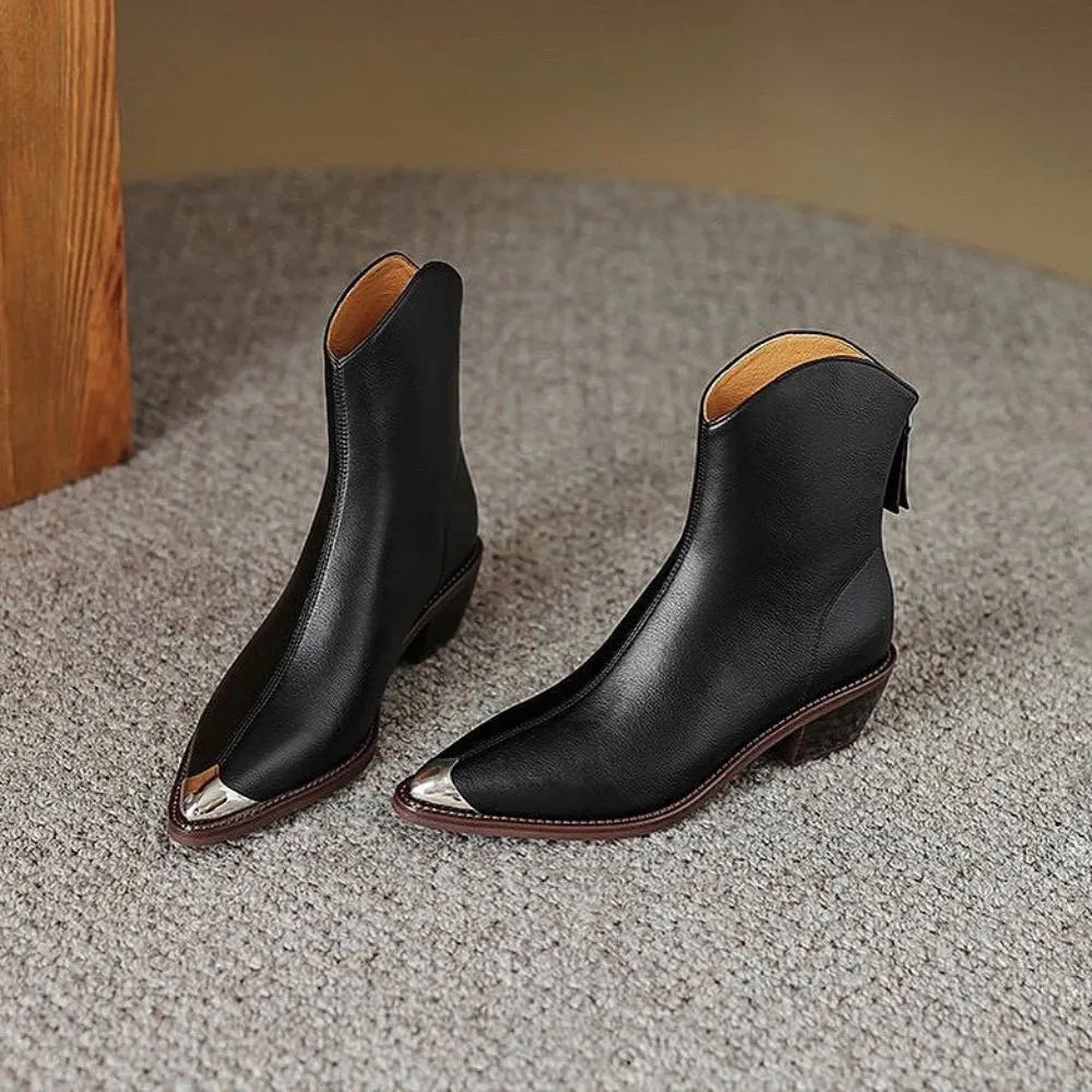 Light Luxury Metallic Toe Pointed Toe Boots