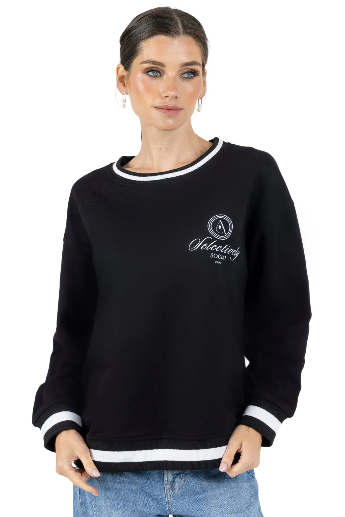 Lisa Printed Round Neck Pullover Sweatshirt