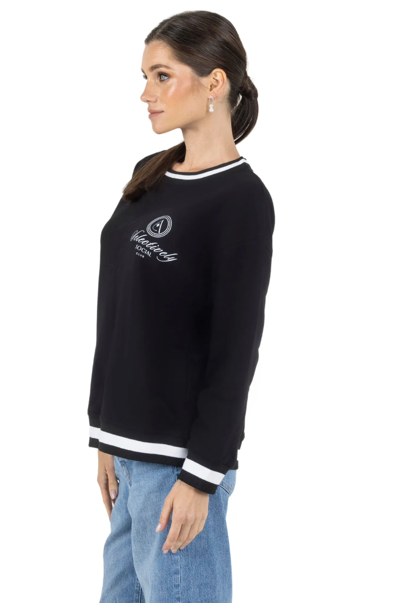 Lisa Printed Round Neck Pullover Sweatshirt