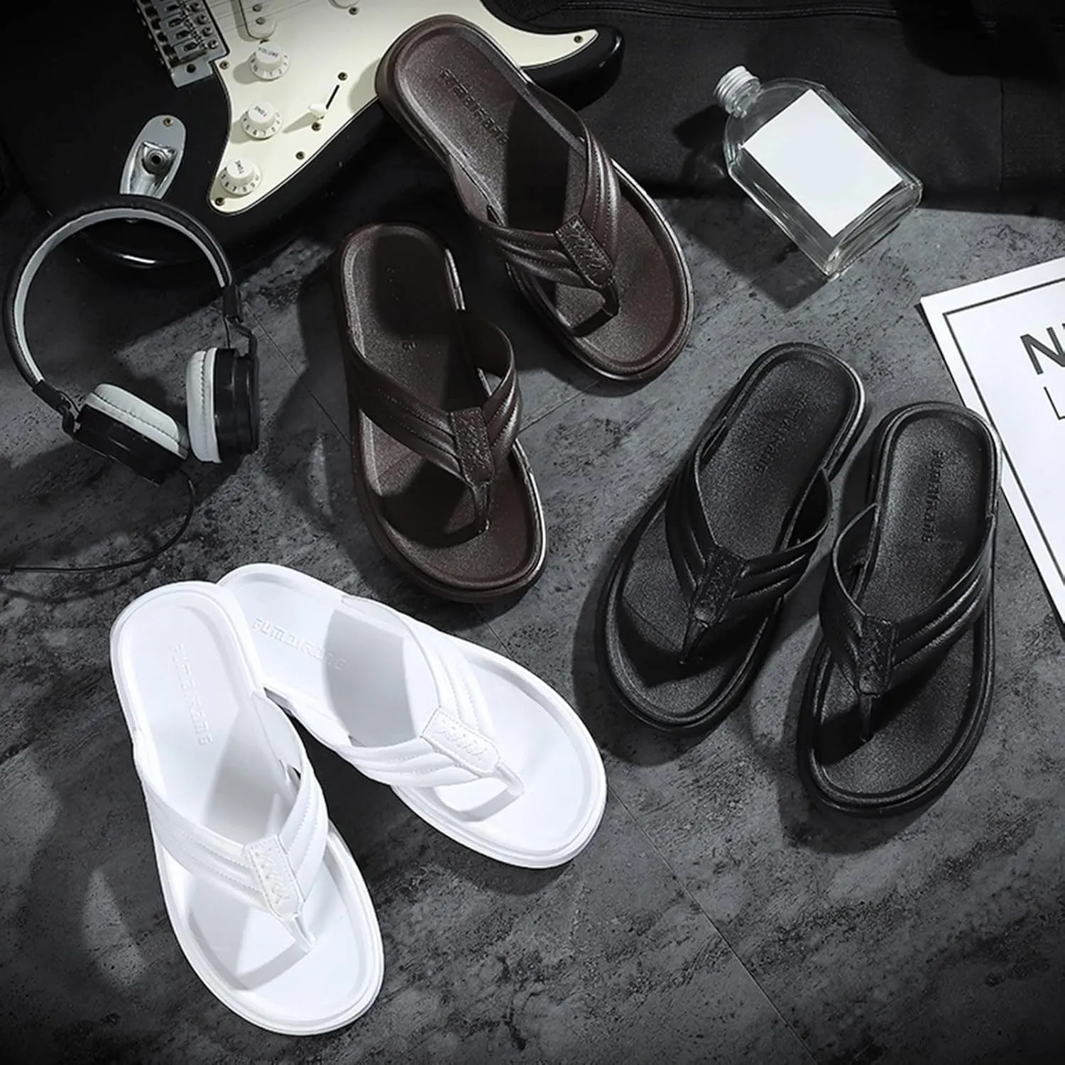 Men Shoes Fashion Beach Flip Flops Flat Toe Sandwich Beach Flip Flops for Men Mens Shower Size 8