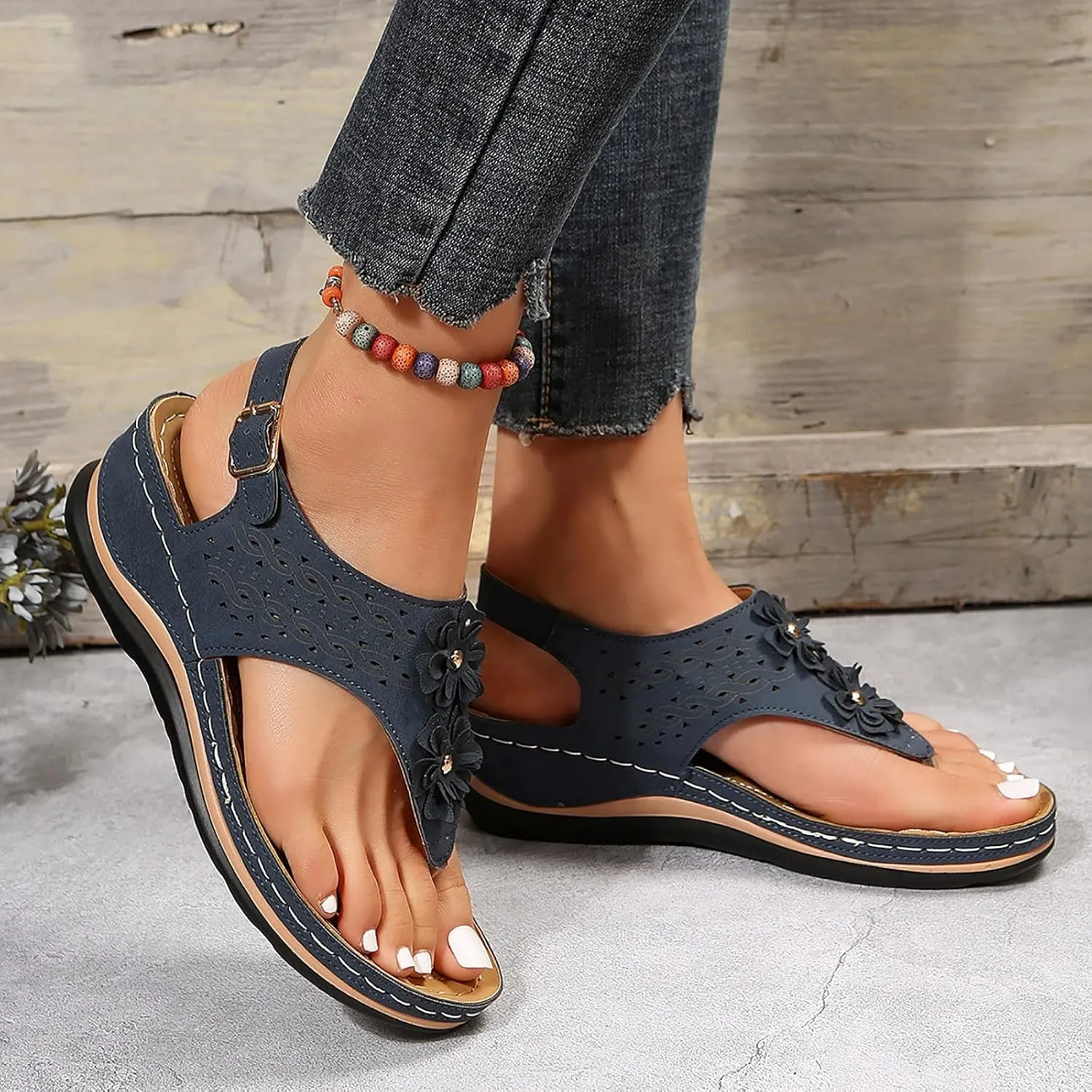 Mens Flip Flops Orthopedic Sandals for Women Adjustable Orthotic Thong Sandals with Arch Support Platform Flip Flops