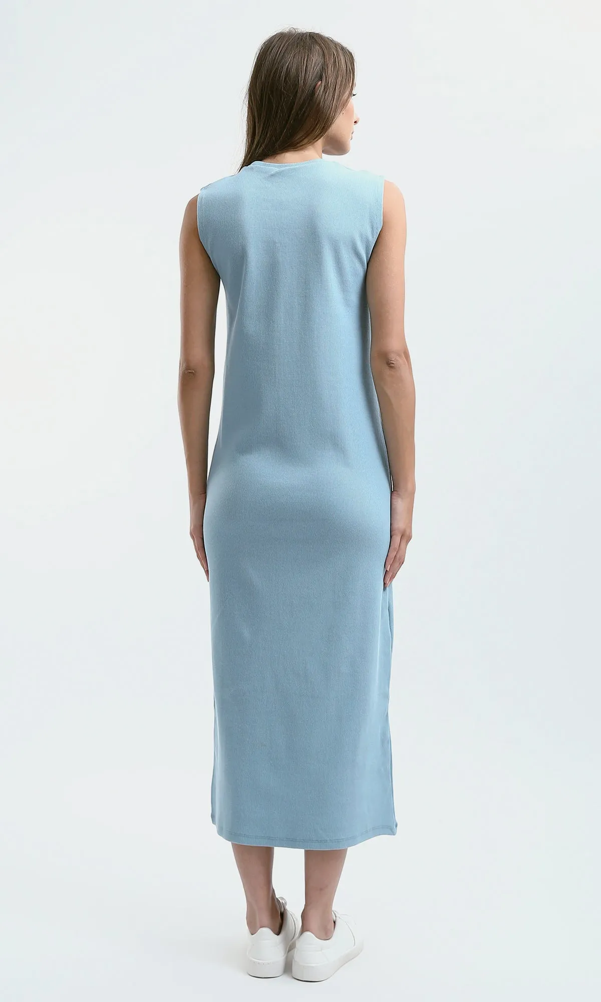 O189720 Light Blue Slip On Sleeveless Summer Maxi Dress