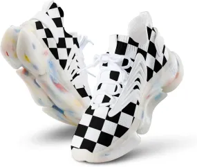Plaid Black White Checkered Men's Running Sports Walking Shoes Athletic Training Shoe Breathable Non Slip Sneakers