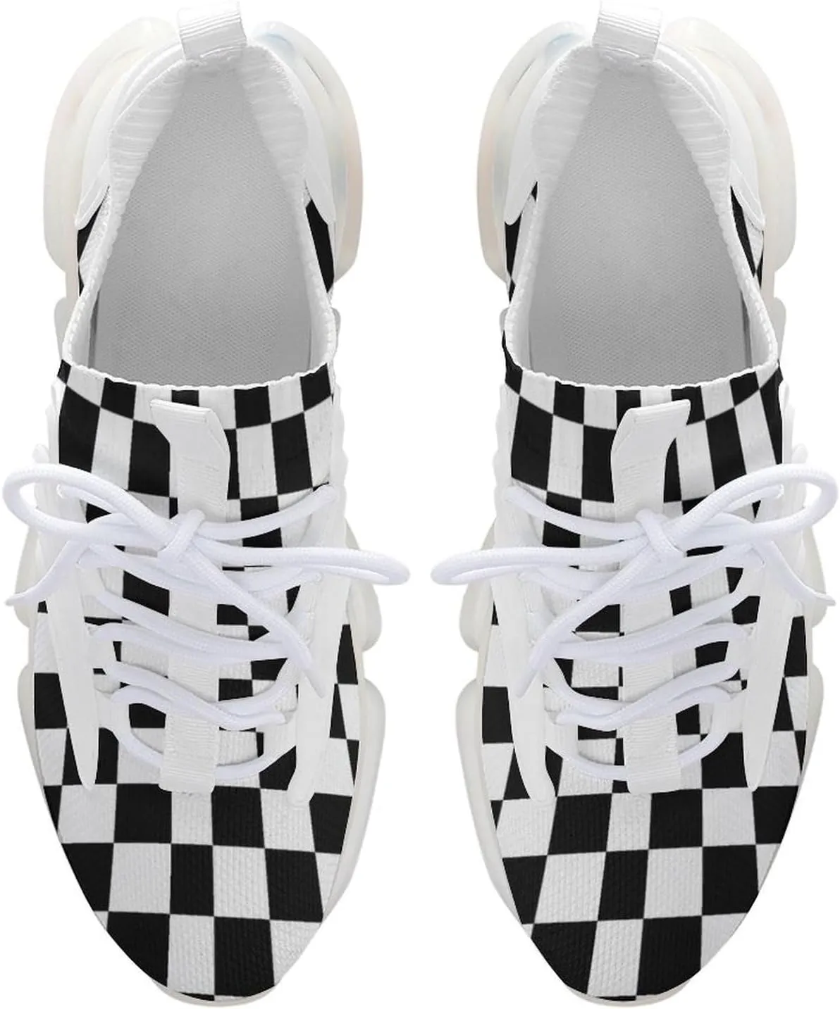 Plaid Black White Checkered Men's Running Sports Walking Shoes Athletic Training Shoe Breathable Non Slip Sneakers