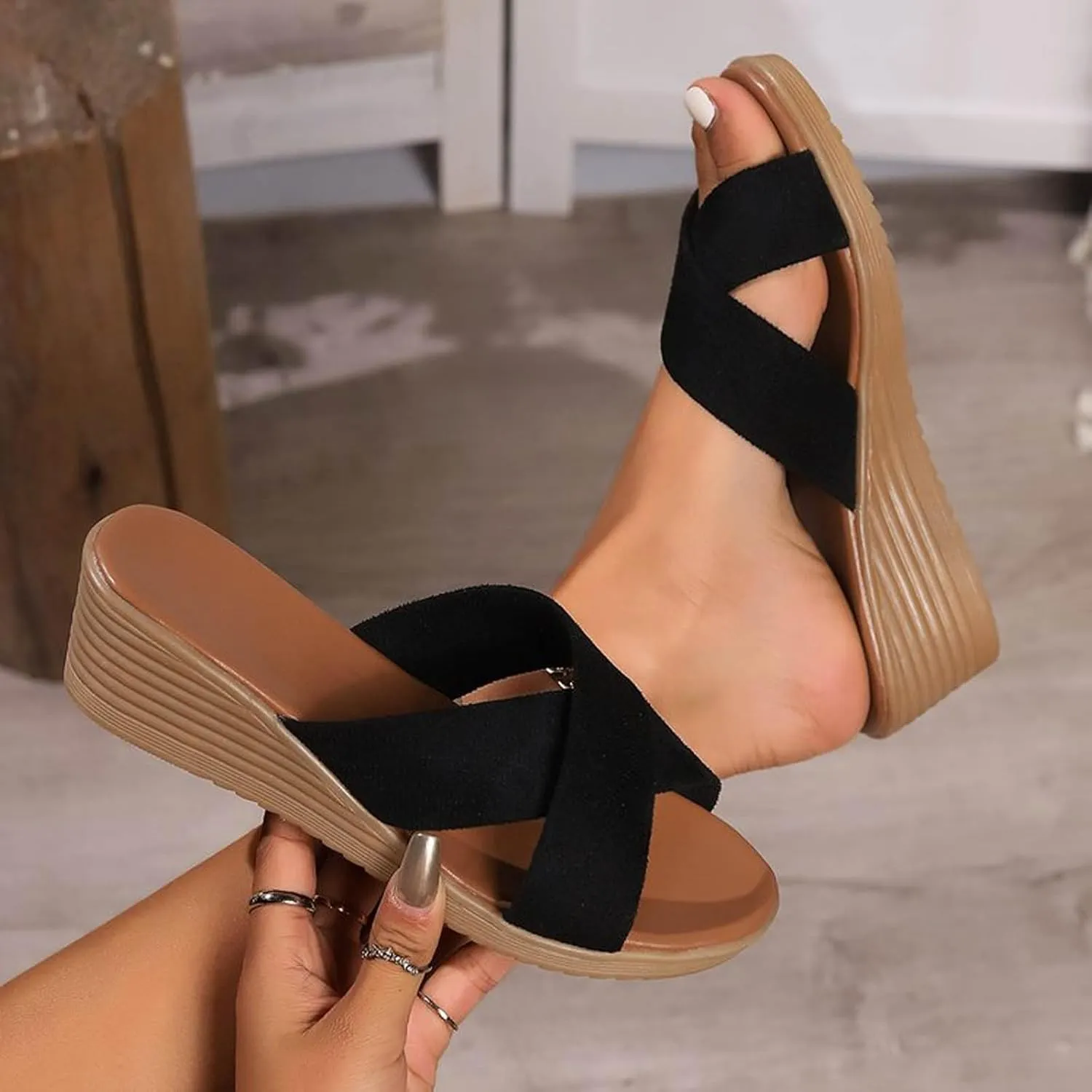 Temperament Thick Bottom Sandals for Women Women's Casual Summer Wedge Heels Shoes Orthopedic Hiking Sandals