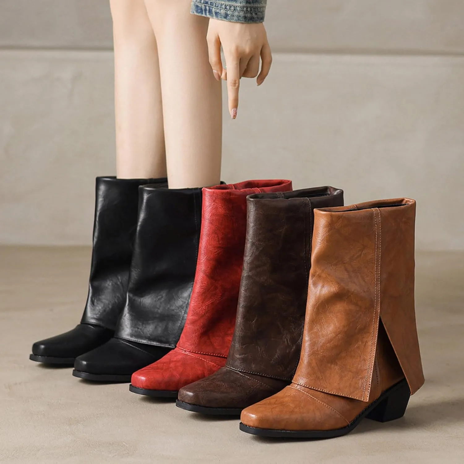 Womens Combat Boots Black Chunky Block Heel Bootie Round Toe Lace up Ankle Boots Pointed Toe Low Heel Combat Boots