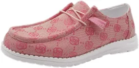 Women's Comfortable Easy Slip On Loafers Shoes Flower Print Lightweight Deck Boat Shoes Elastic Laces Outdoor Flat Walking Shoes Breathable Canvas Sneaker Driving Shoes US Size 6-7-8-9-10.5-11