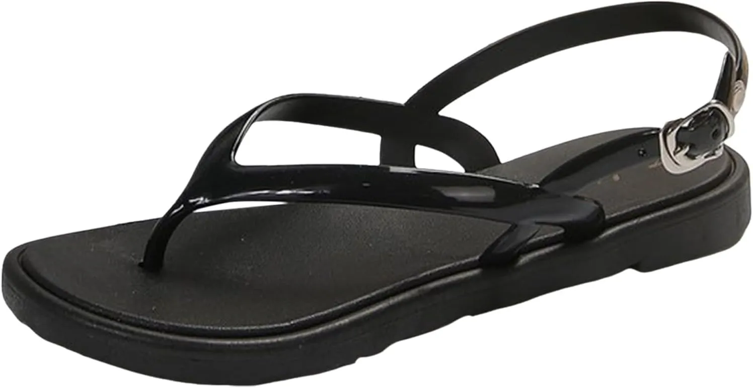 Women's Sandals New Versatile Flat Soled Comfortable Casual Beach Flip Flops Summer Sandals Women Strap Wedges