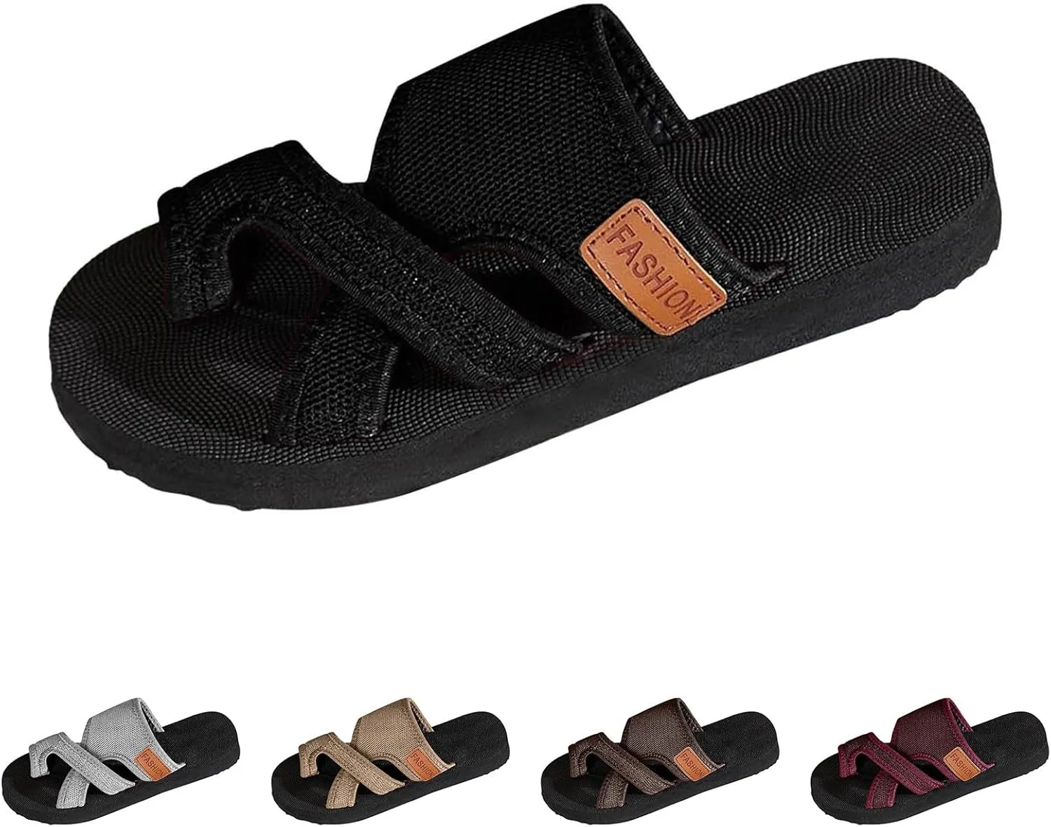 Womens Slide Sandals with Arch Support Adjustable Orthopedic Flip Flops Walking Summer Shoes Summer Casual Mesh Flats Slippers Breathable Comfortable