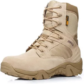 Wygwlg Men Military Boots, QualityTactical Desert Combat Ankle Boats Men's Work Shoes,Beige-36