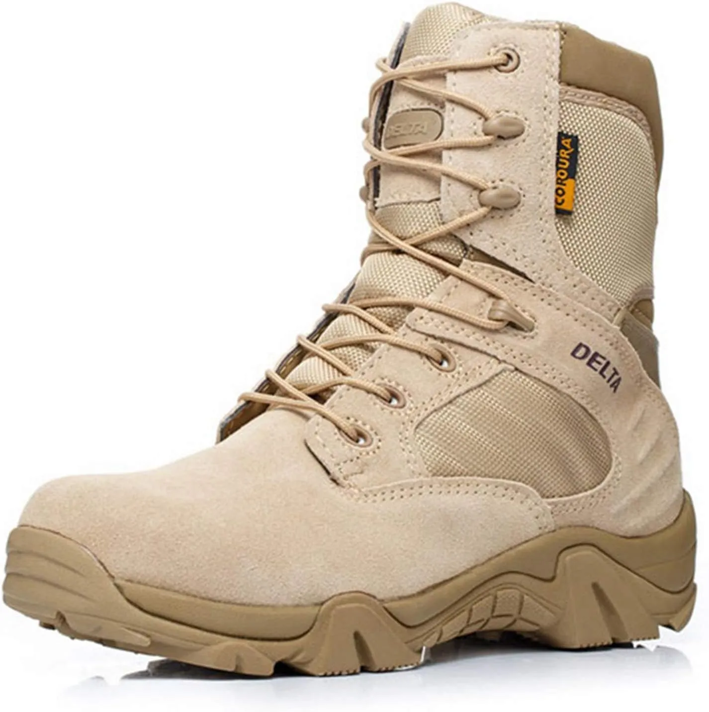 Wygwlg Men Military Boots, QualityTactical Desert Combat Ankle Boats Men's Work Shoes,Beige-36