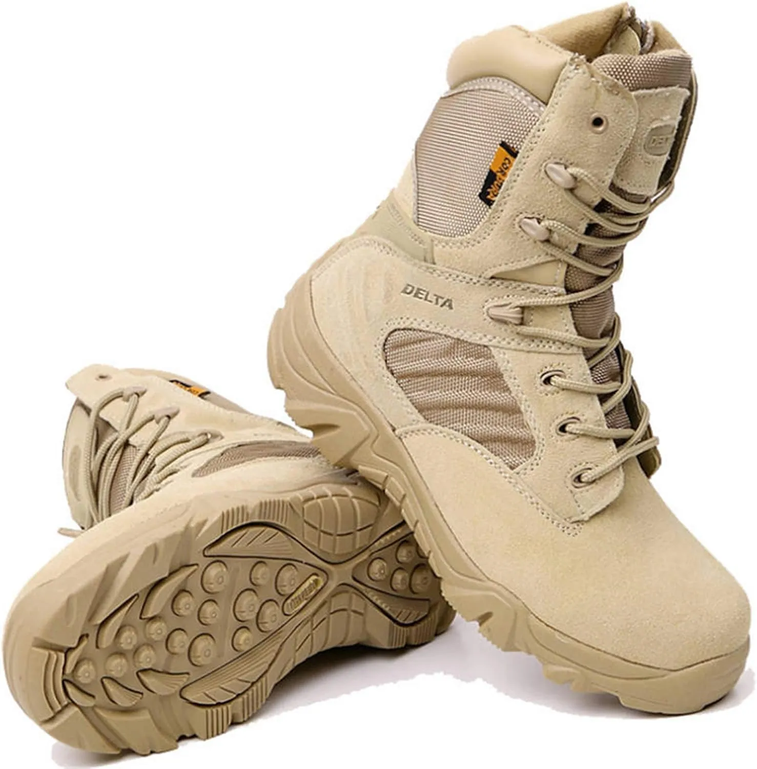 Wygwlg Men Military Boots, QualityTactical Desert Combat Ankle Boats Men's Work Shoes,Beige-36
